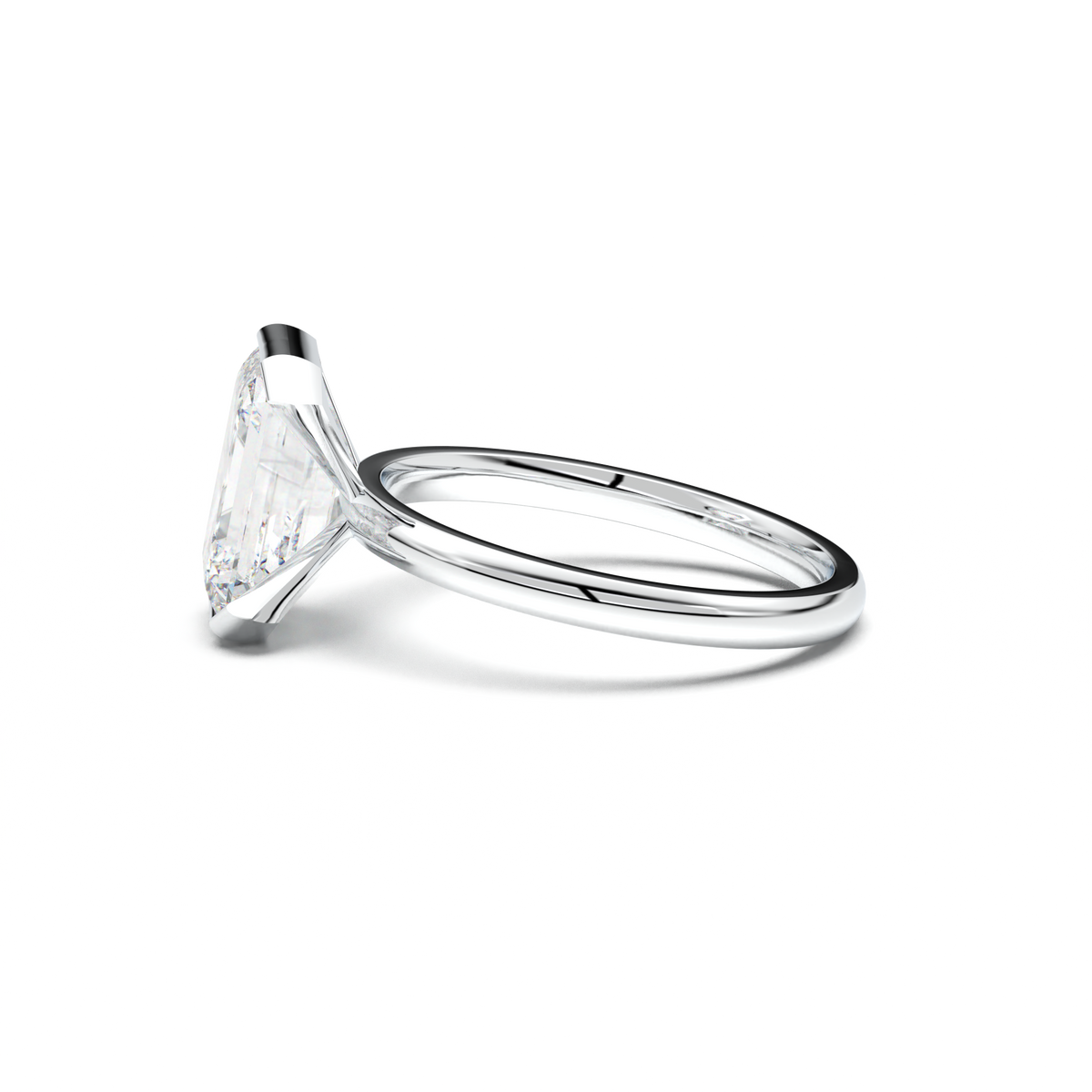 Emerald Cut Half-Bezel Engagement Ring