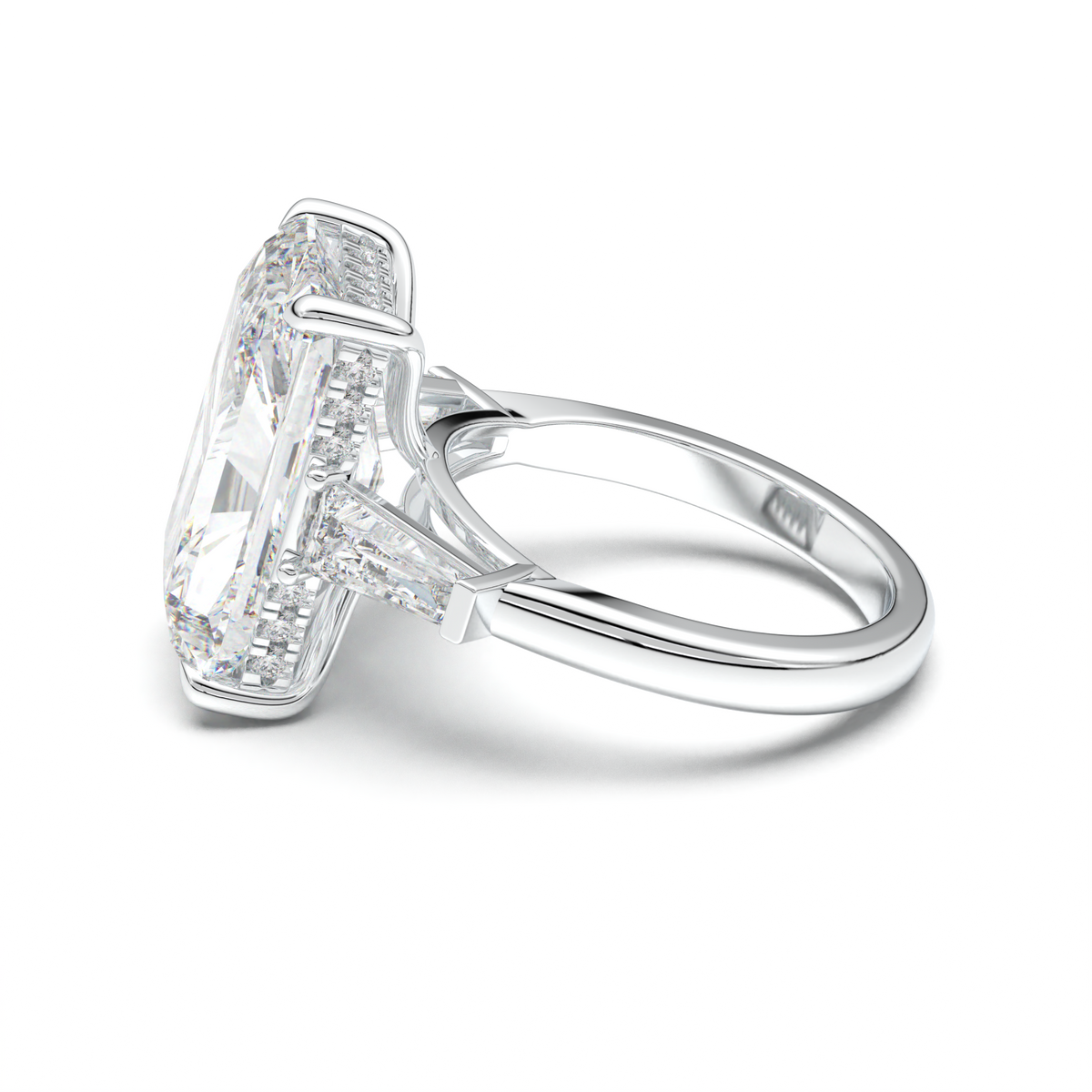 Radiant Baguette Hidden Halo Engagement Ring