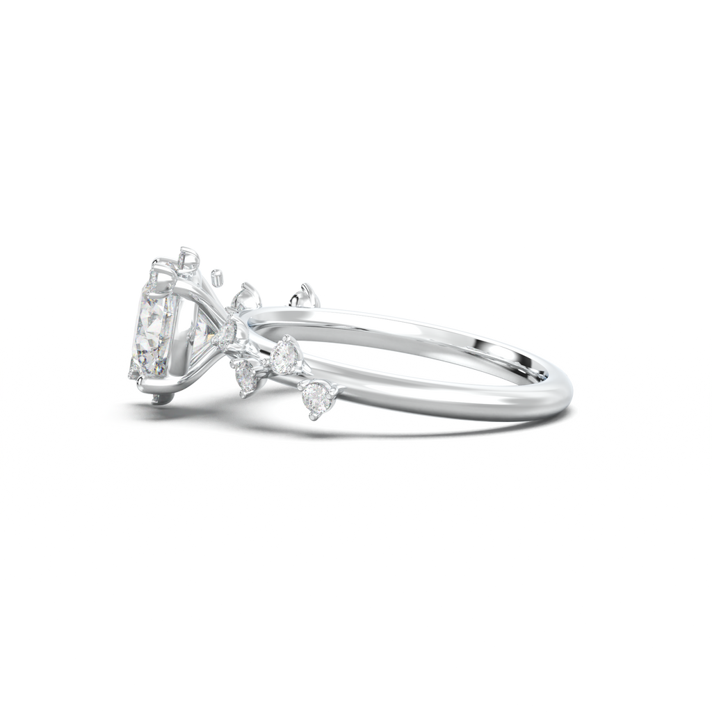 Round Botanical Accent Engagement Ring
