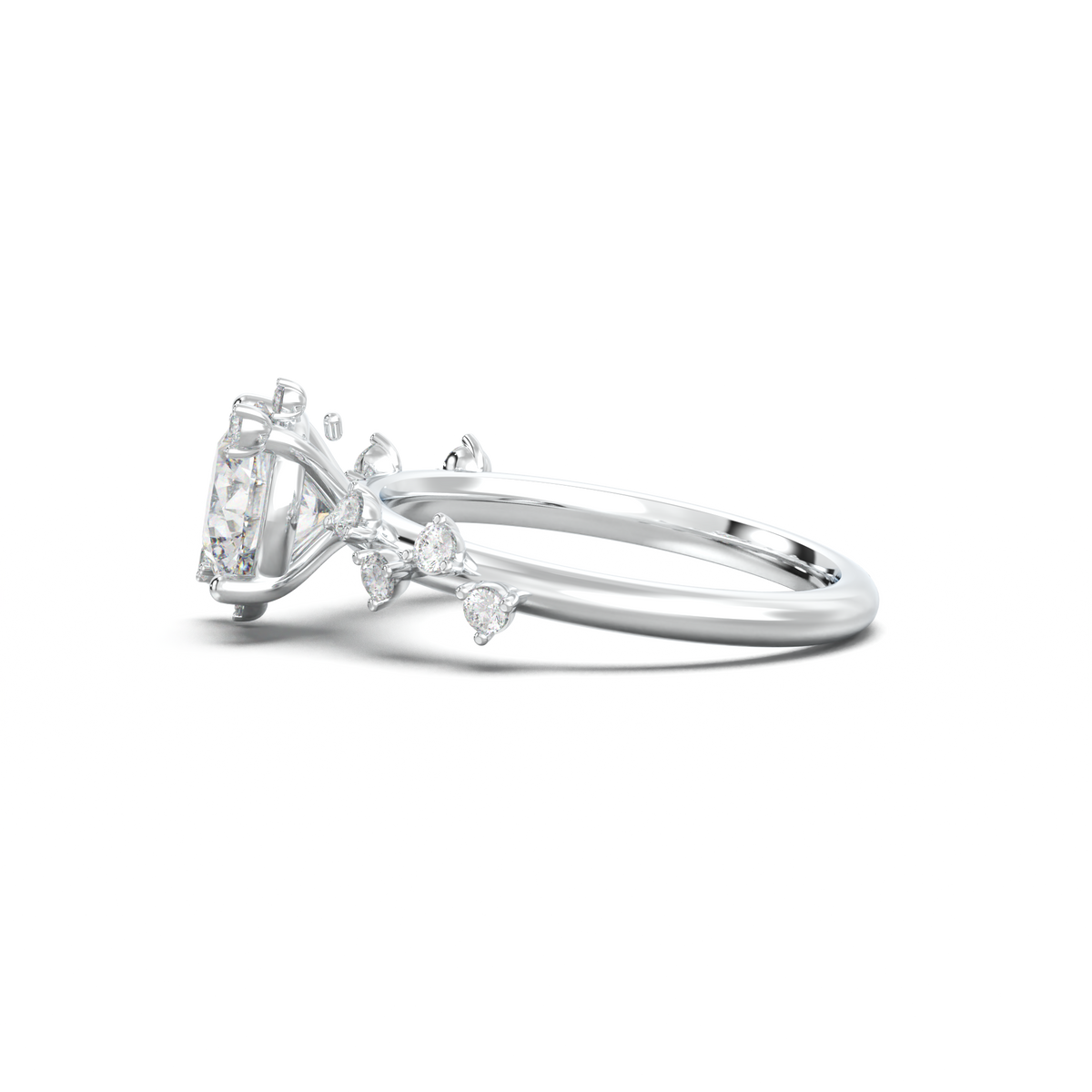 Round Botanical Accent Engagement Ring