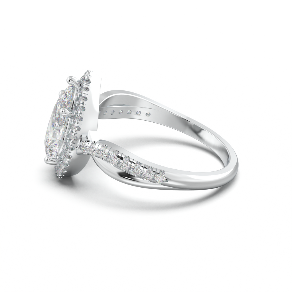 Pear Halo Twisted Pavé Engagement Ring