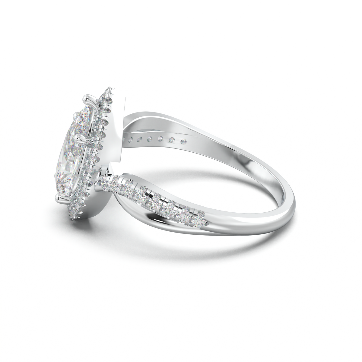 Pear Halo Twisted Pavé Engagement Ring