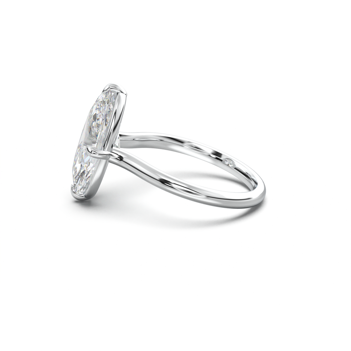 Elongated Moval Solitaire Engagement Ring
