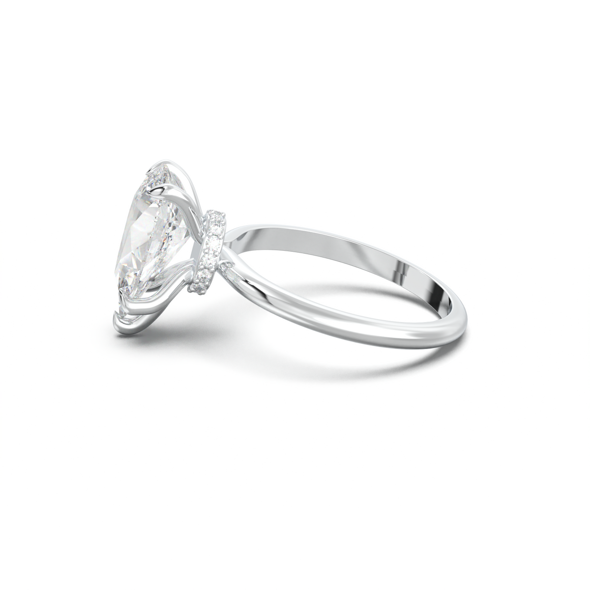 Pear Hidden Halo Engagement Ring