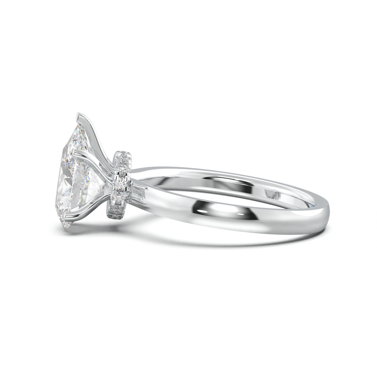 Pear Hidden Halo Engagement Ring