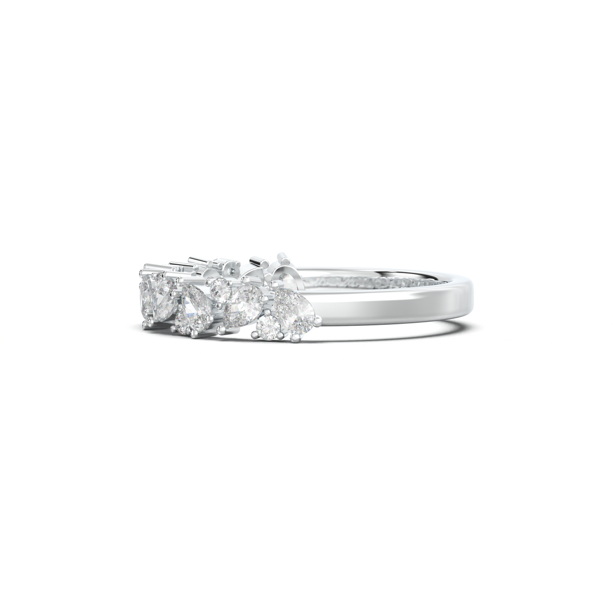 Alternating Pear & Round Half-Eternity Wedding Band
