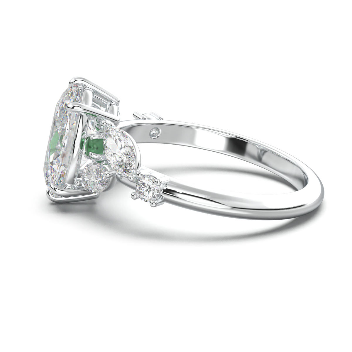 Oval Marquise-Accent Engagement Ring