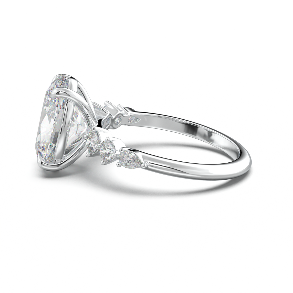 Oval Pear-Accent Engagement Ring