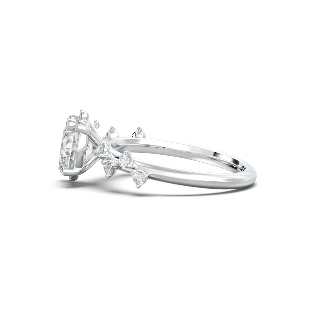 Round Botanical Accent Engagement Ring