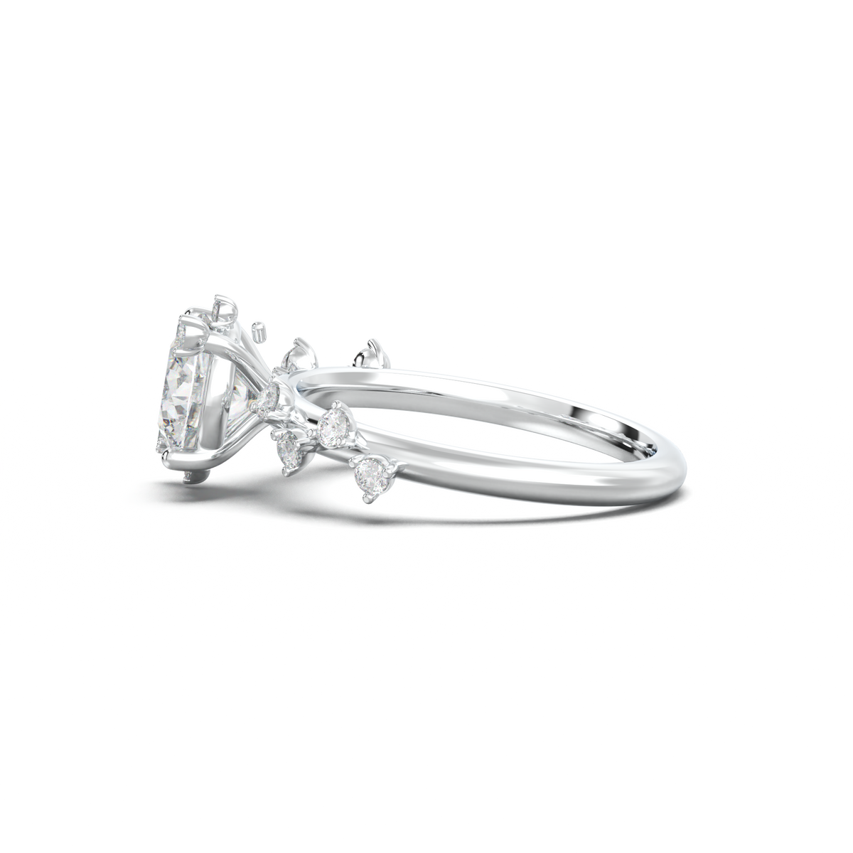 Round Botanical Accent Engagement Ring