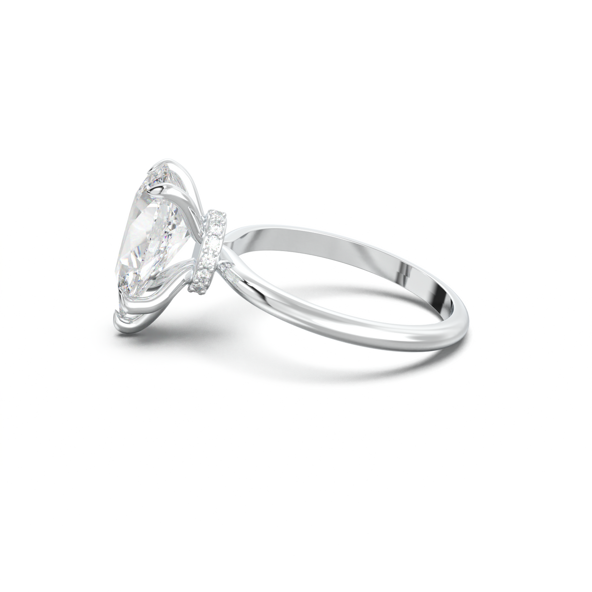 Pear Hidden Halo Engagement Ring