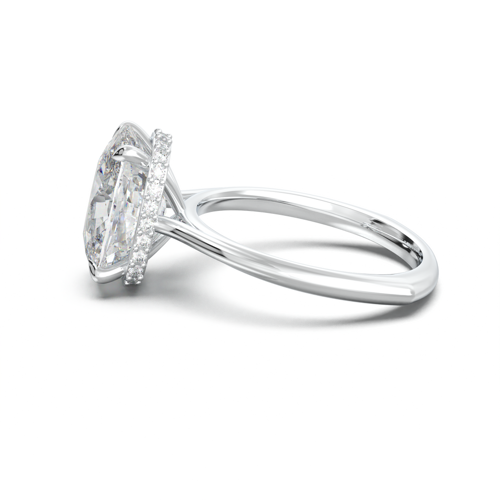 Cushion Hidden Halo Engagement Ring