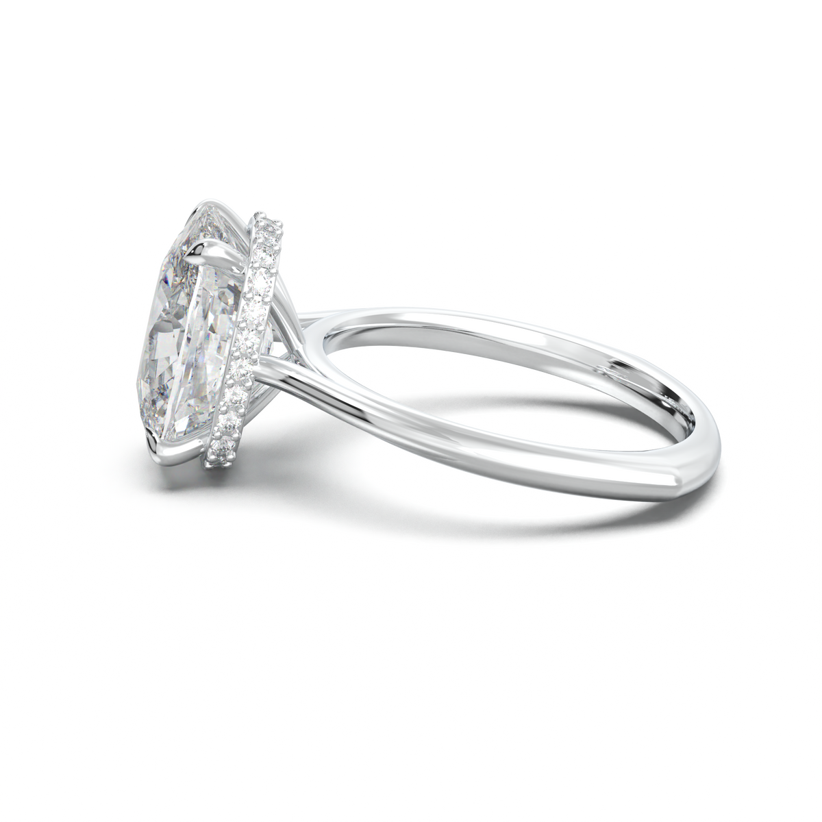 Cushion Hidden Halo Engagement Ring