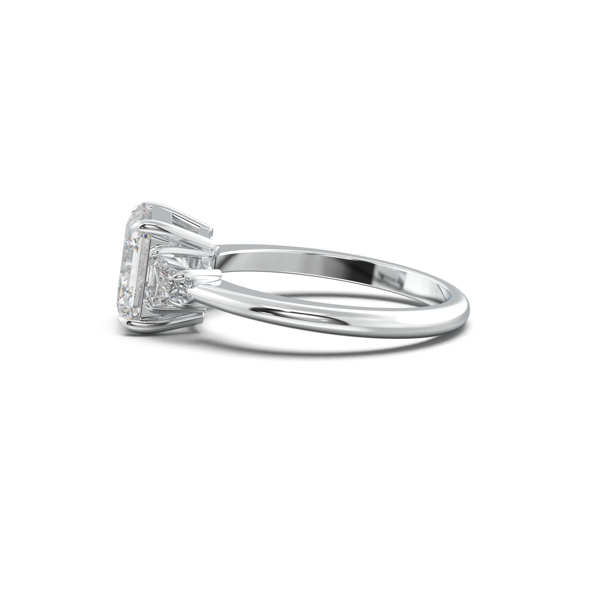 Asscher Baguette Three-Stone Engagement Ring