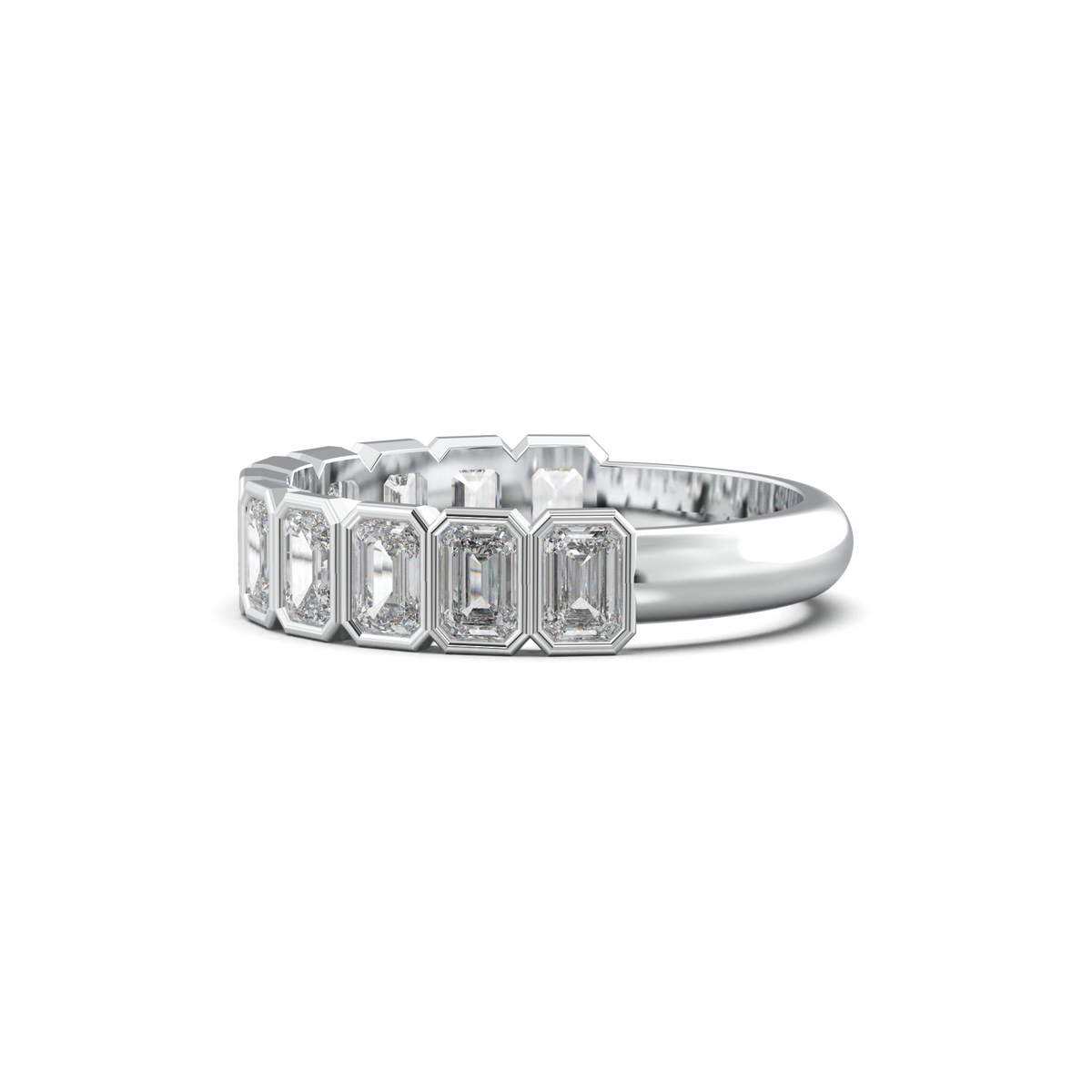 Emerald Bezel Half-Eternity Wedding Band