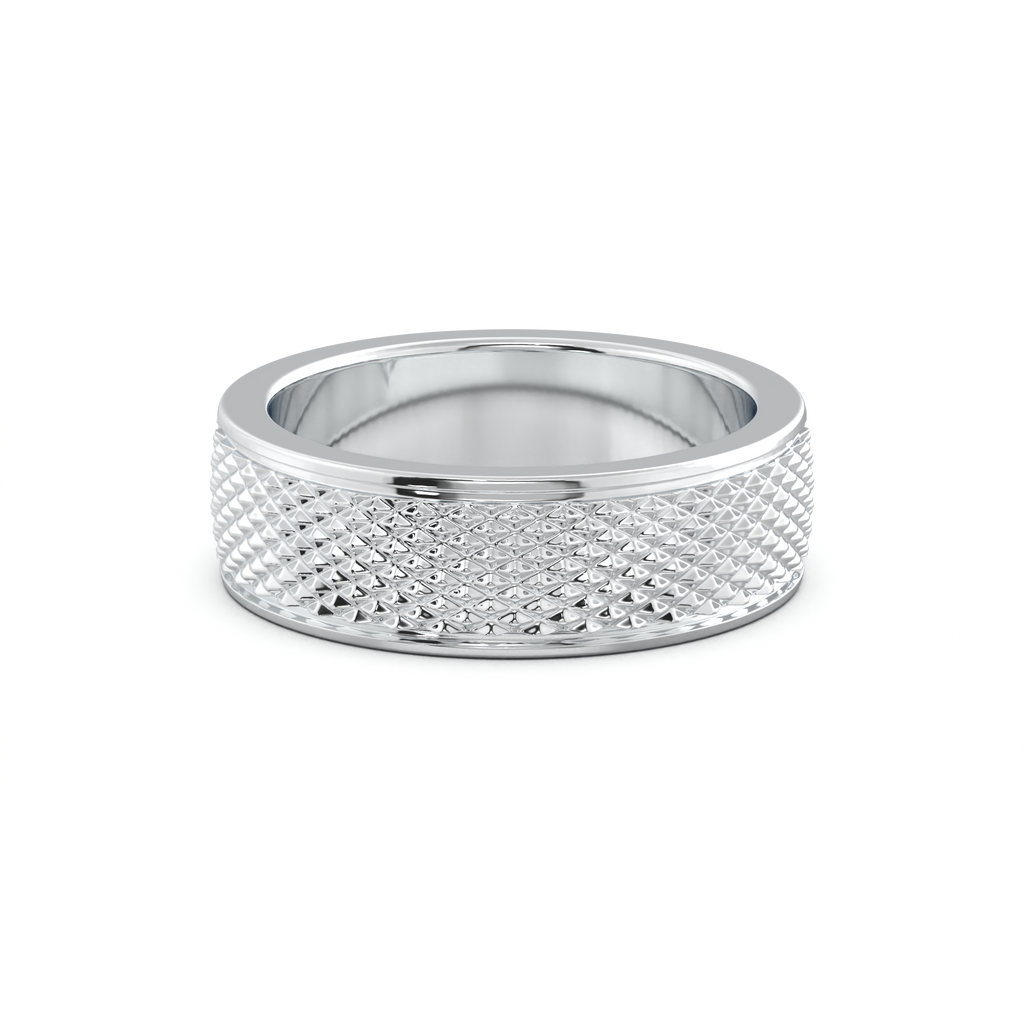 Diamond-Cut Textured Men's Wedding Band