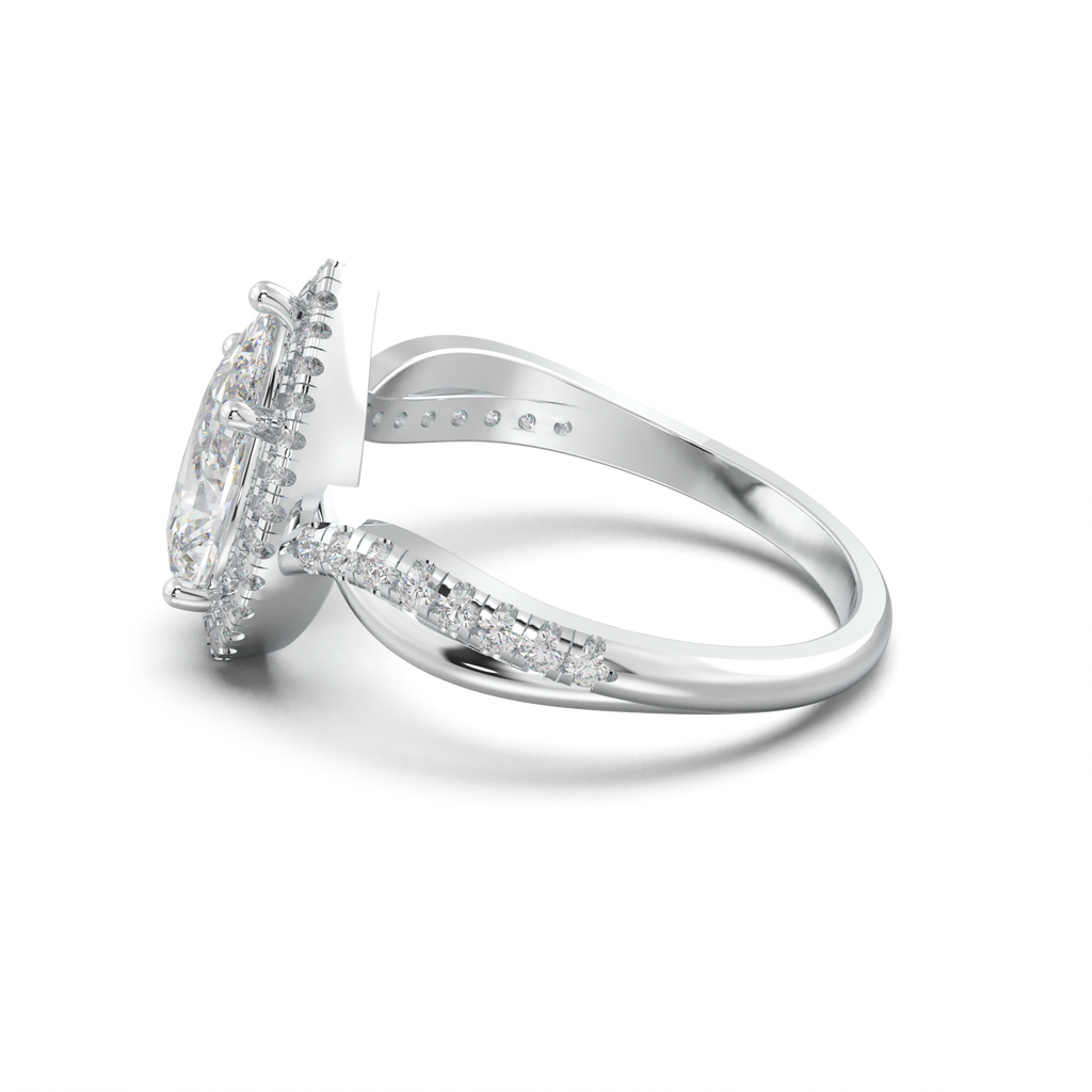 Pear Halo Twisted Pavé Engagement Ring