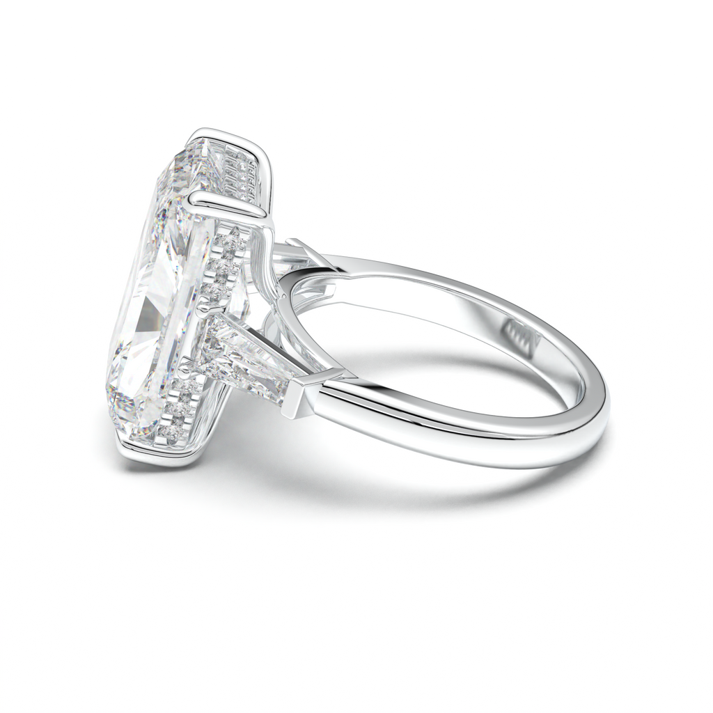 Radiant Baguette Hidden Halo Engagement Ring