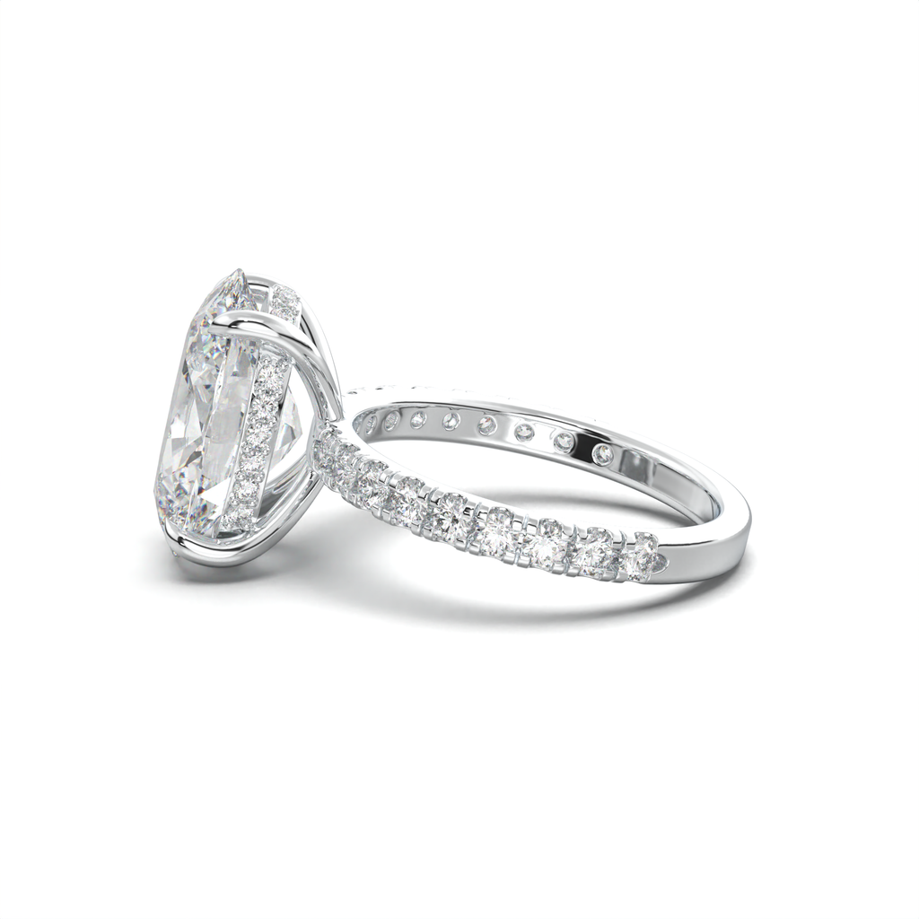 Cushion Hidden Halo Pavé Engagement Ring
