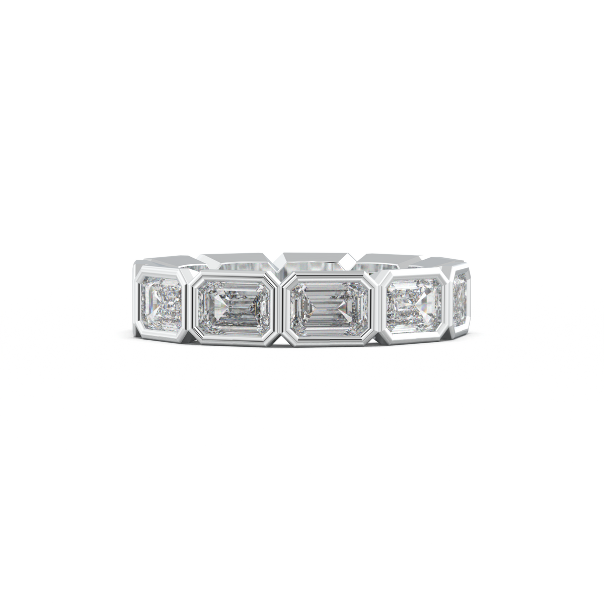 Emerald-Cut Bezel-Style Eternity Wedding Band
