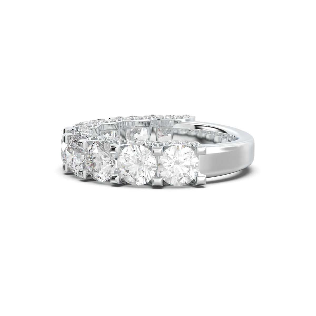 Round Diamond Pavé-Edge Wedding Band