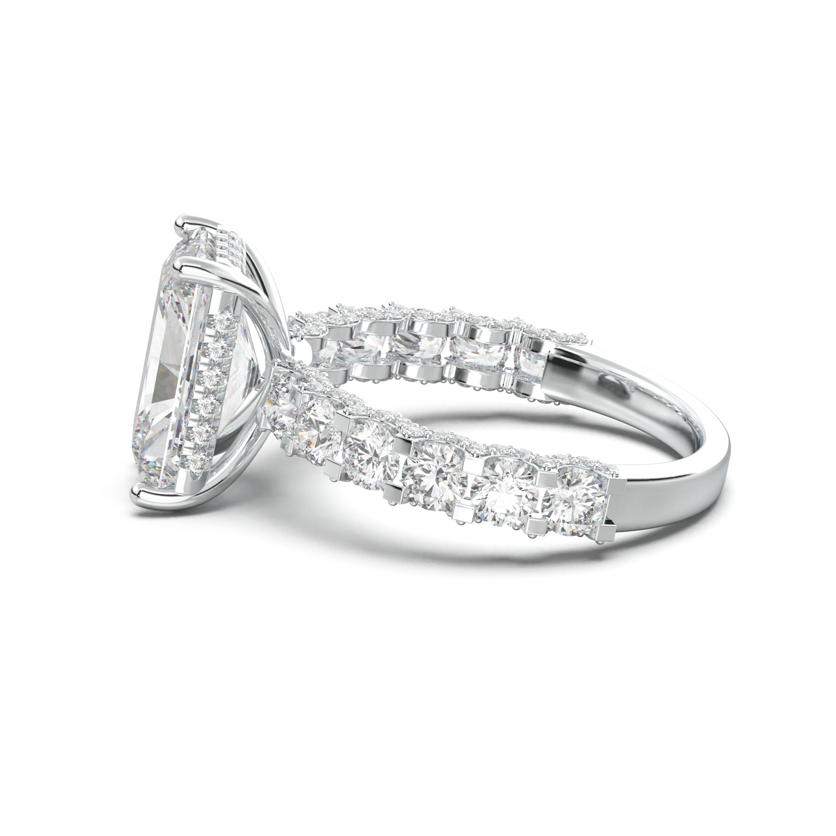 Radiant Diamond Band Engagement Ring