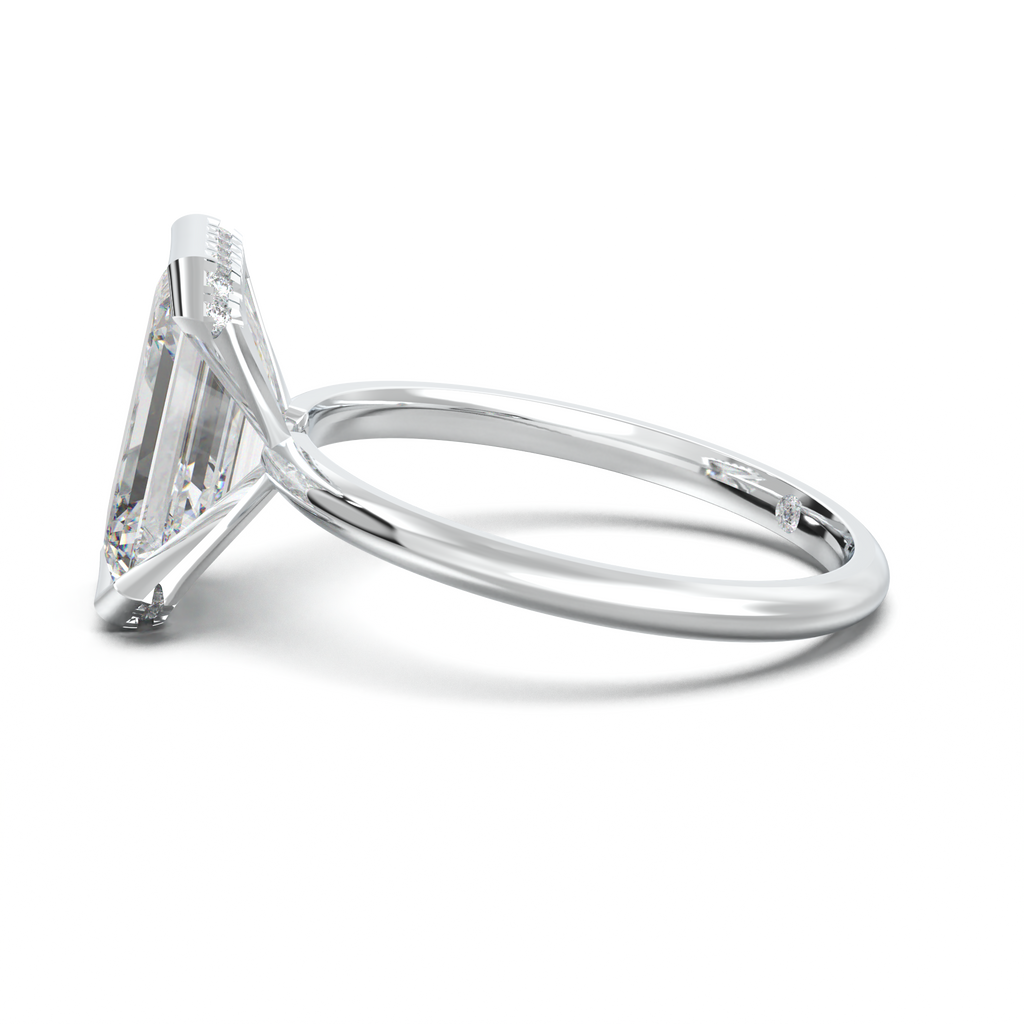 Emerald Hidden Halo Engagement Ring