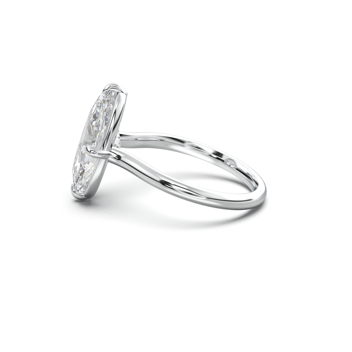 Elongated Moval Solitaire Engagement Ring