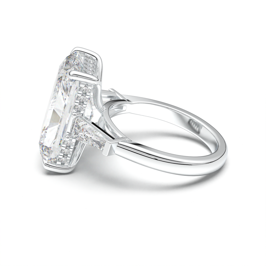 Radiant Baguette Hidden Halo Engagement Ring