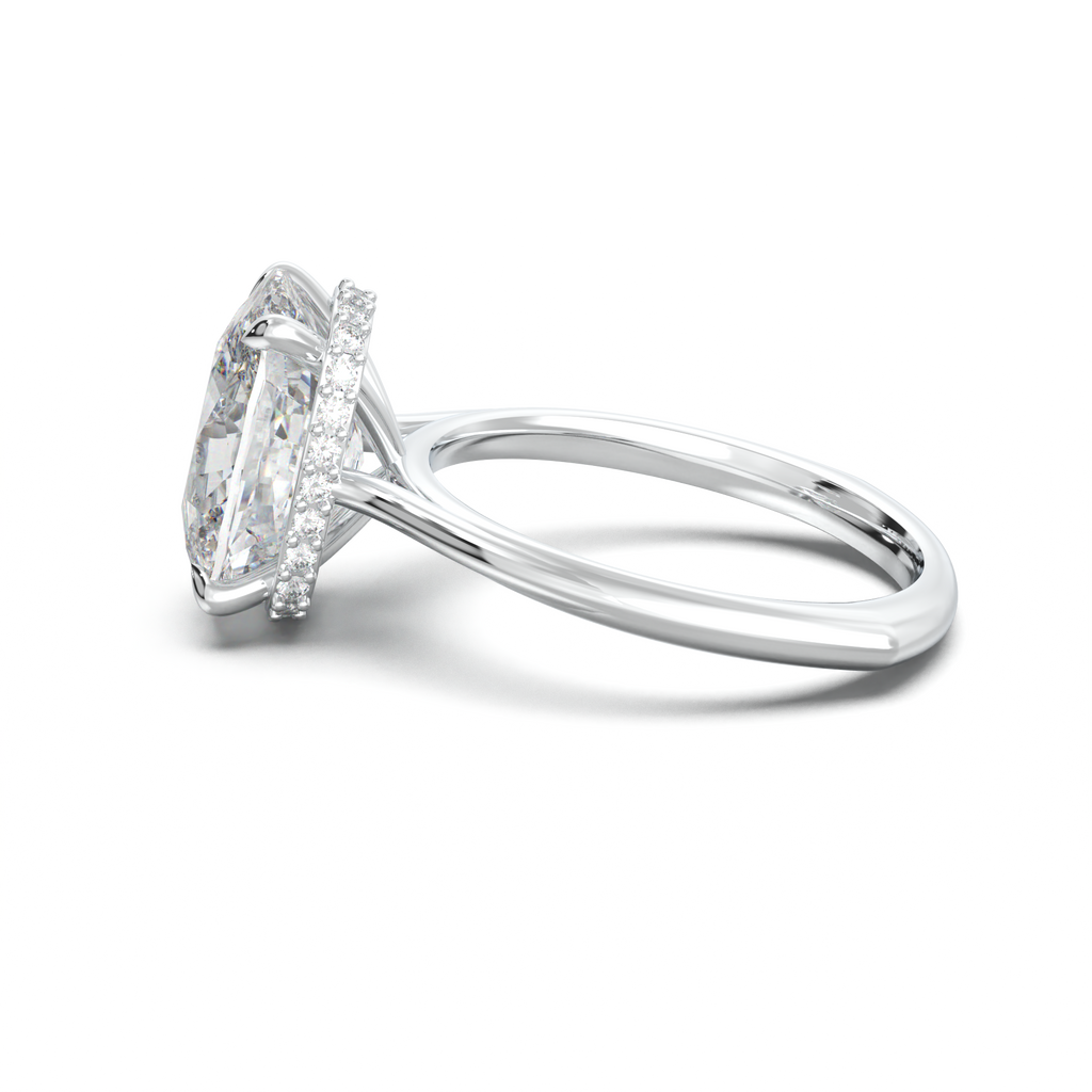 Cushion Hidden Halo Engagement Ring