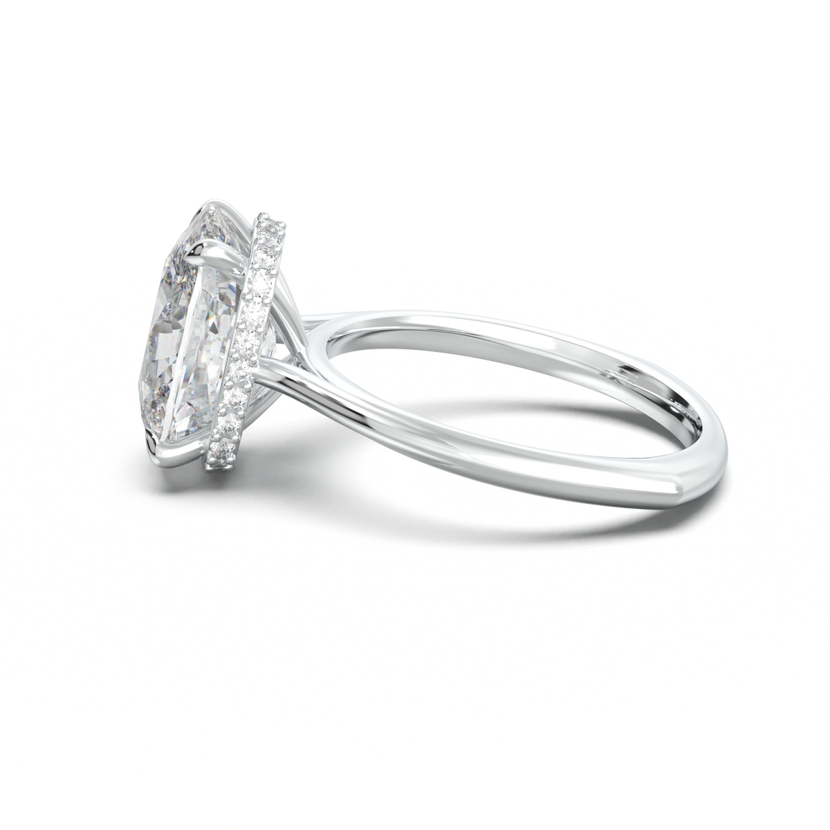 Cushion Hidden Halo Engagement Ring