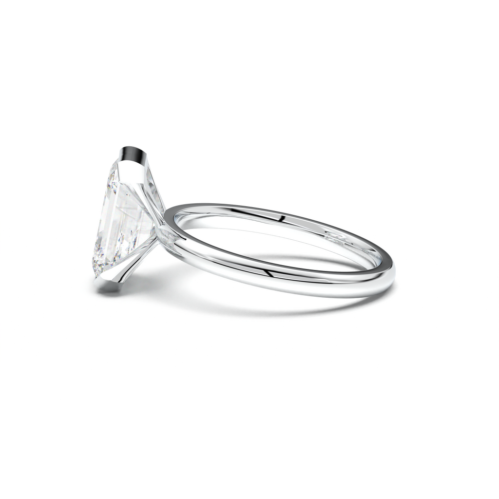 Emerald Cut Half-Bezel Engagement Ring