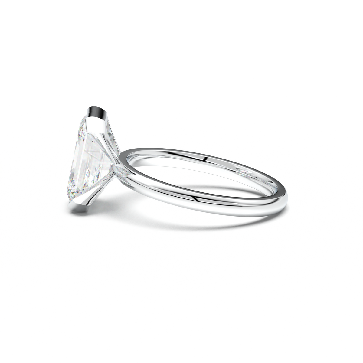 Emerald Cut Half-Bezel Engagement Ring