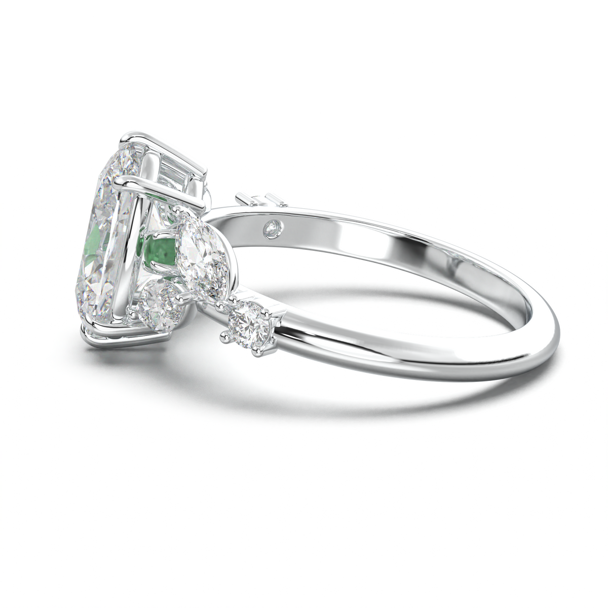 Oval Marquise-Accent Engagement Ring