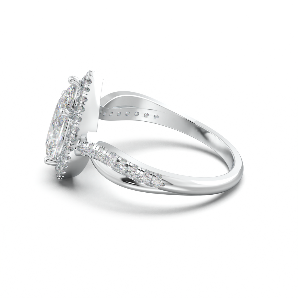 Pear Halo Twisted Pavé Engagement Ring