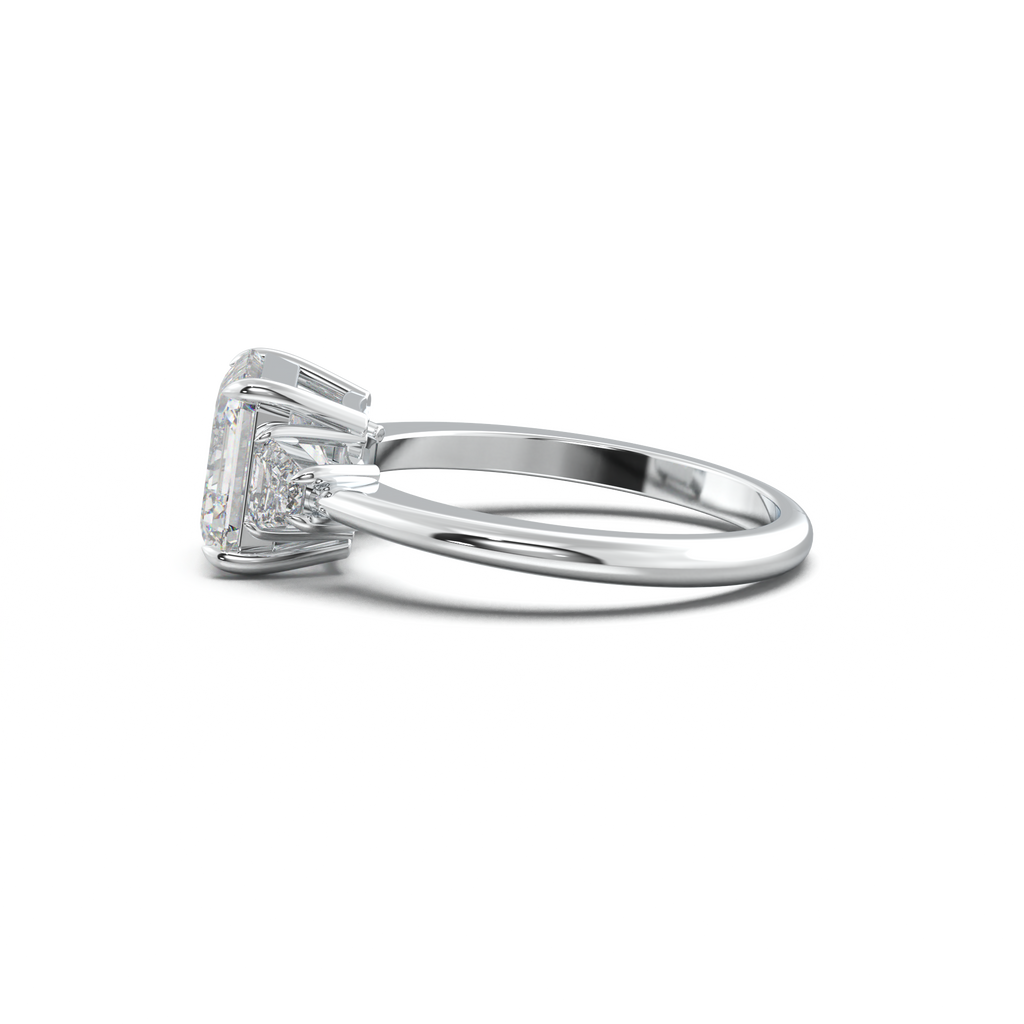 Asscher Baguette Three-Stone Engagement Ring