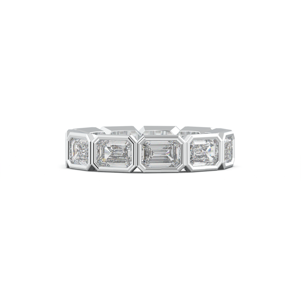 Emerald-Cut Bezel-Style Eternity Wedding Band