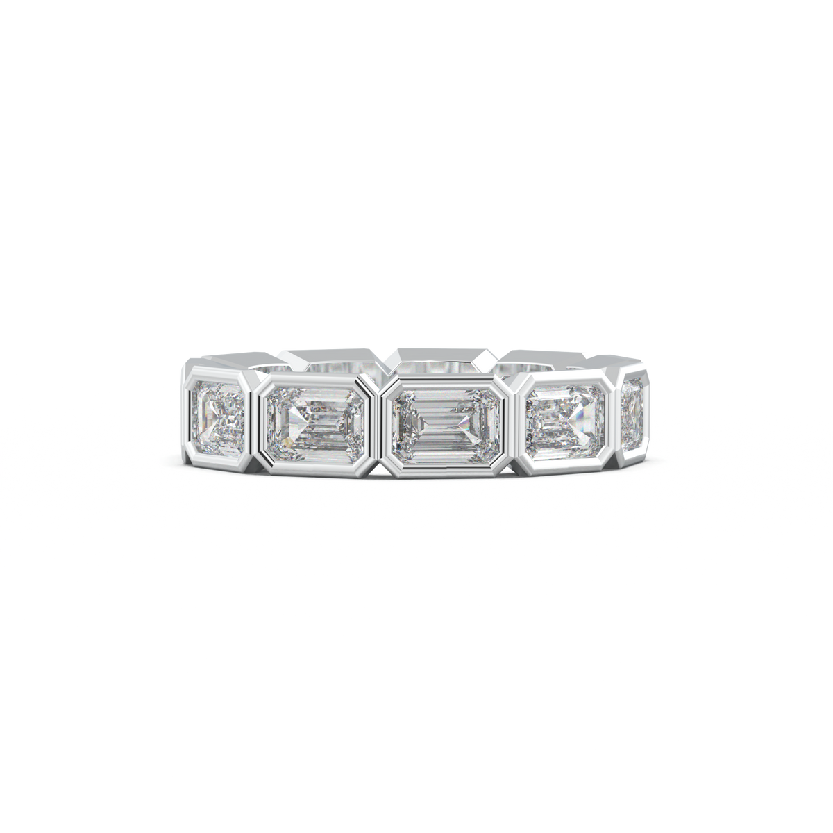 Emerald-Cut Bezel-Style Eternity Wedding Band
