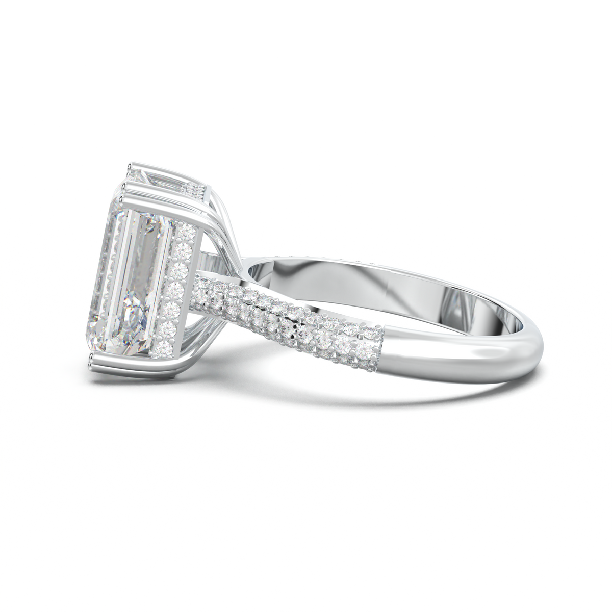 Emerald Double Pavé Engagement Ring