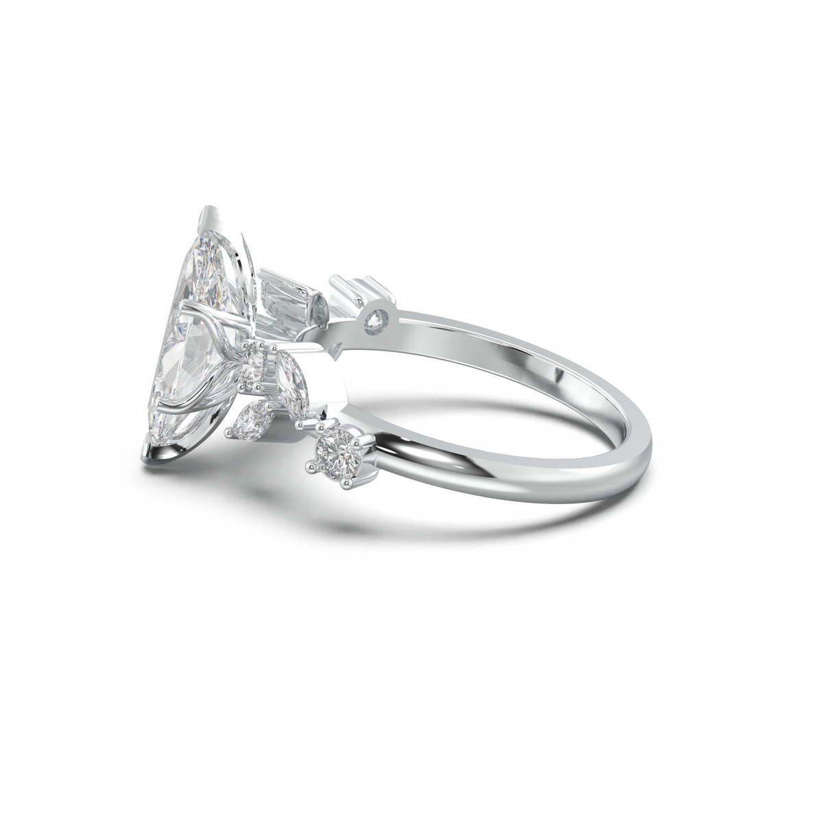 Marquise Mixed Side-Stone Engagement Ring