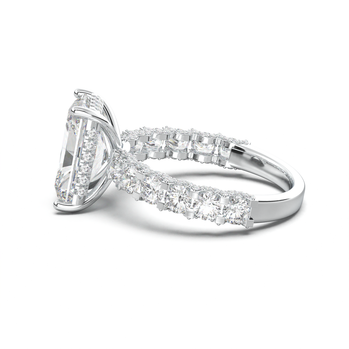 Radiant Diamond Band Engagement Ring