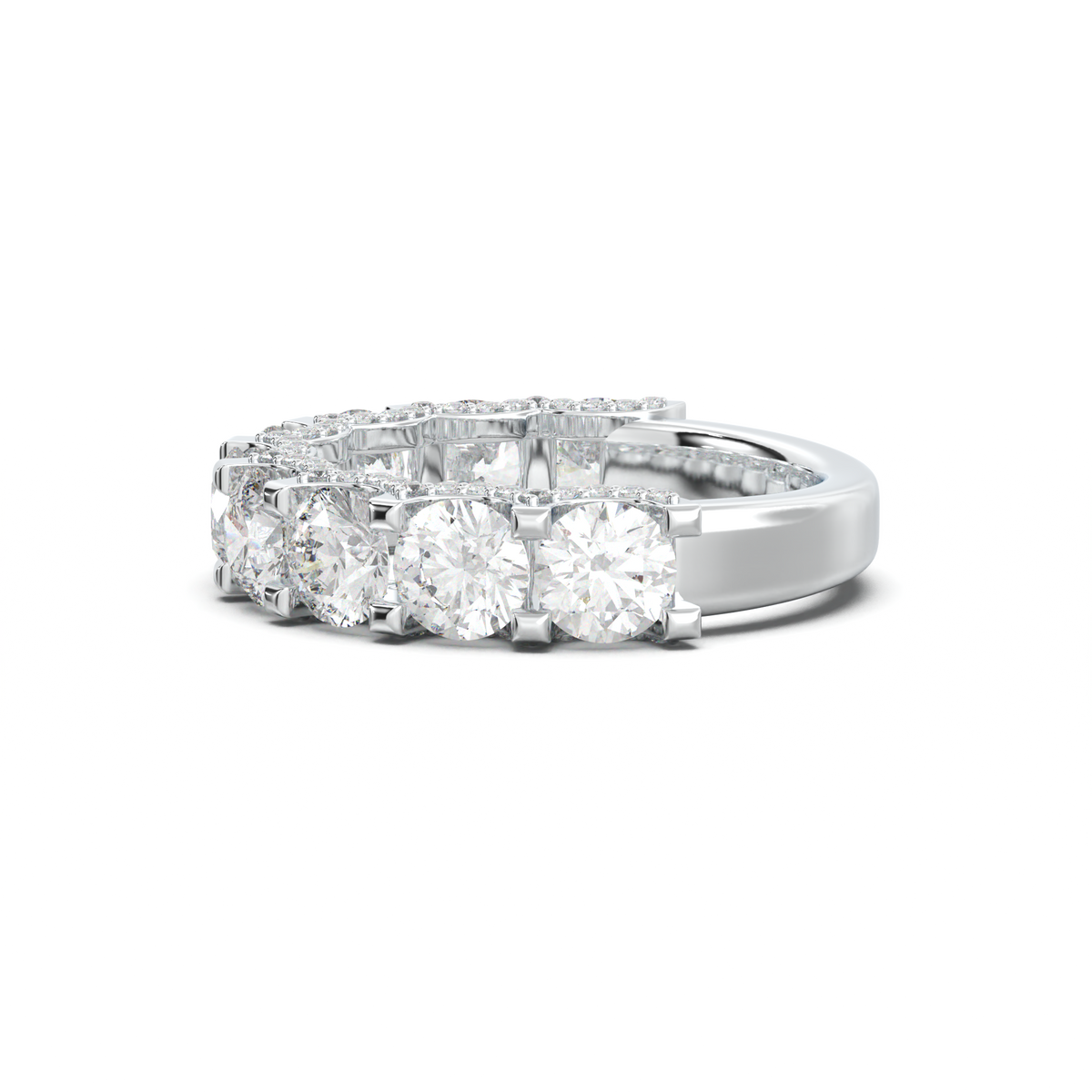 Round Diamond Pavé-Edge Wedding Band
