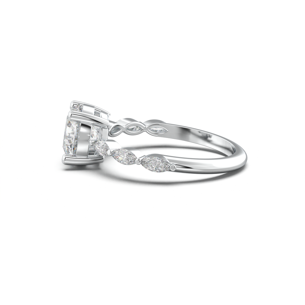 Round Marquise Side-Stone Engagement Ring