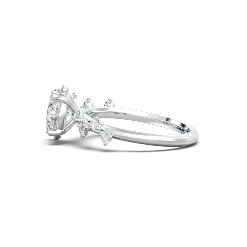 Round Botanical Accent Engagement Ring