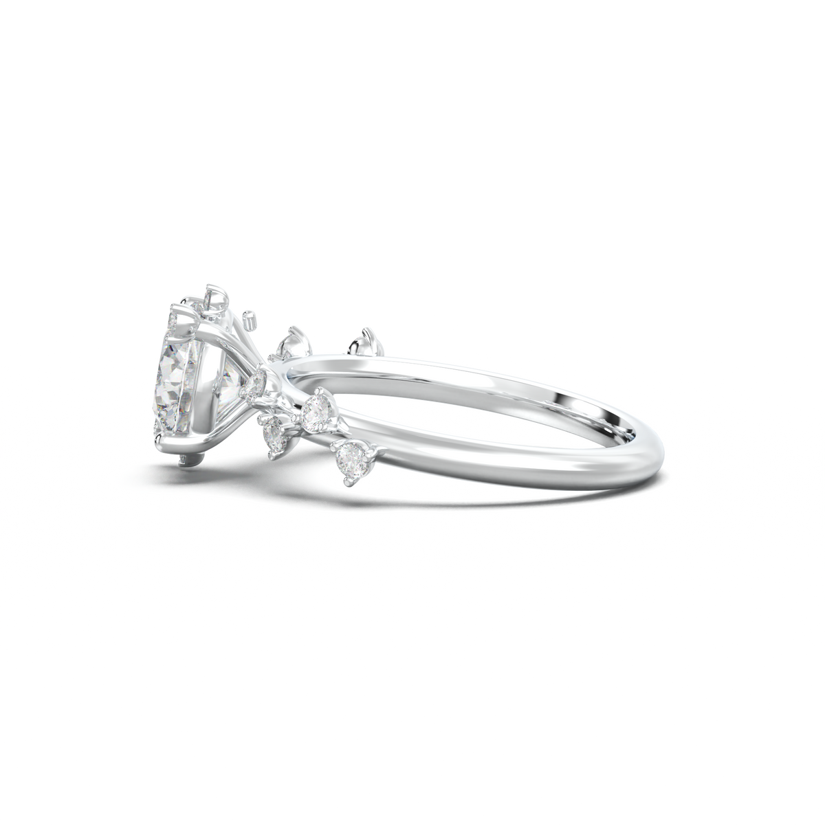Round Botanical Accent Engagement Ring