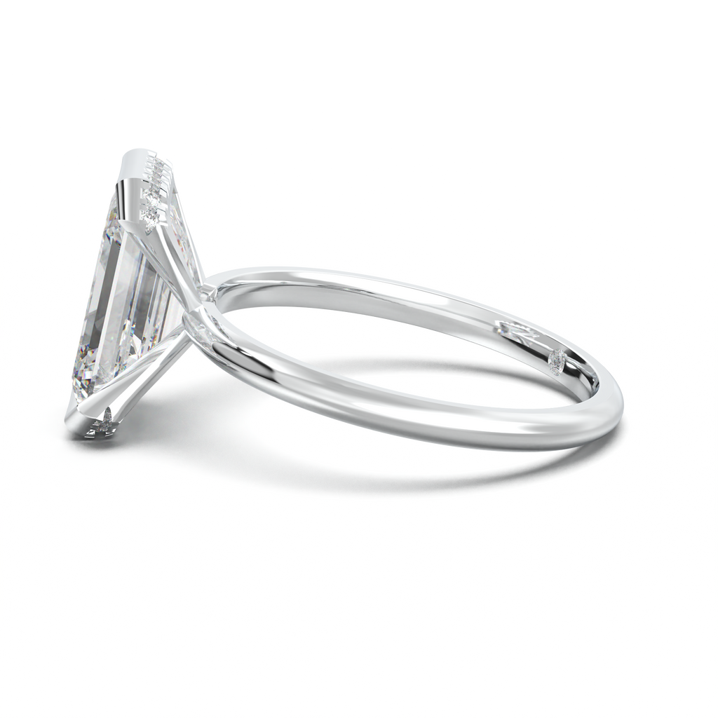 Emerald Hidden Halo Engagement Ring