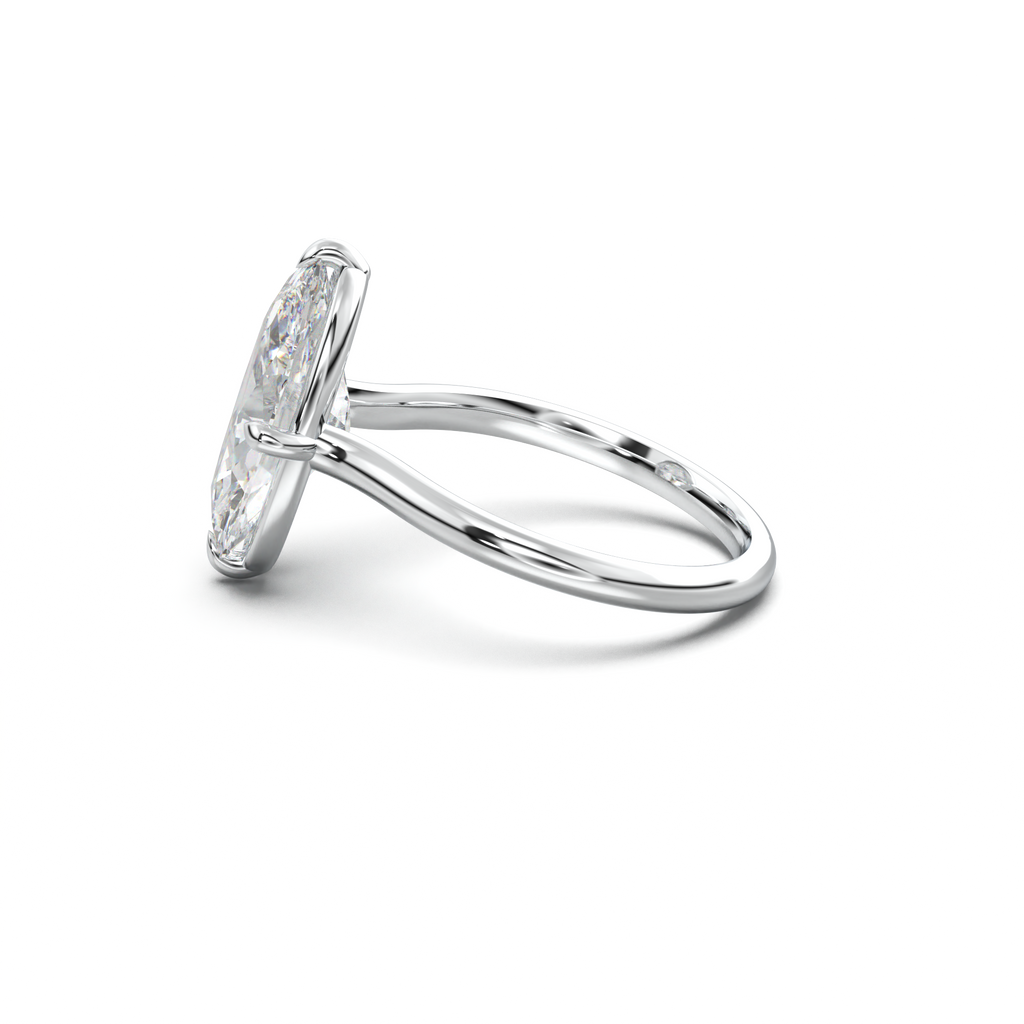Elongated Moval Solitaire Engagement Ring