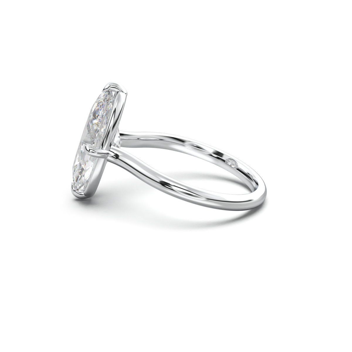 Elongated Moval Solitaire Engagement Ring