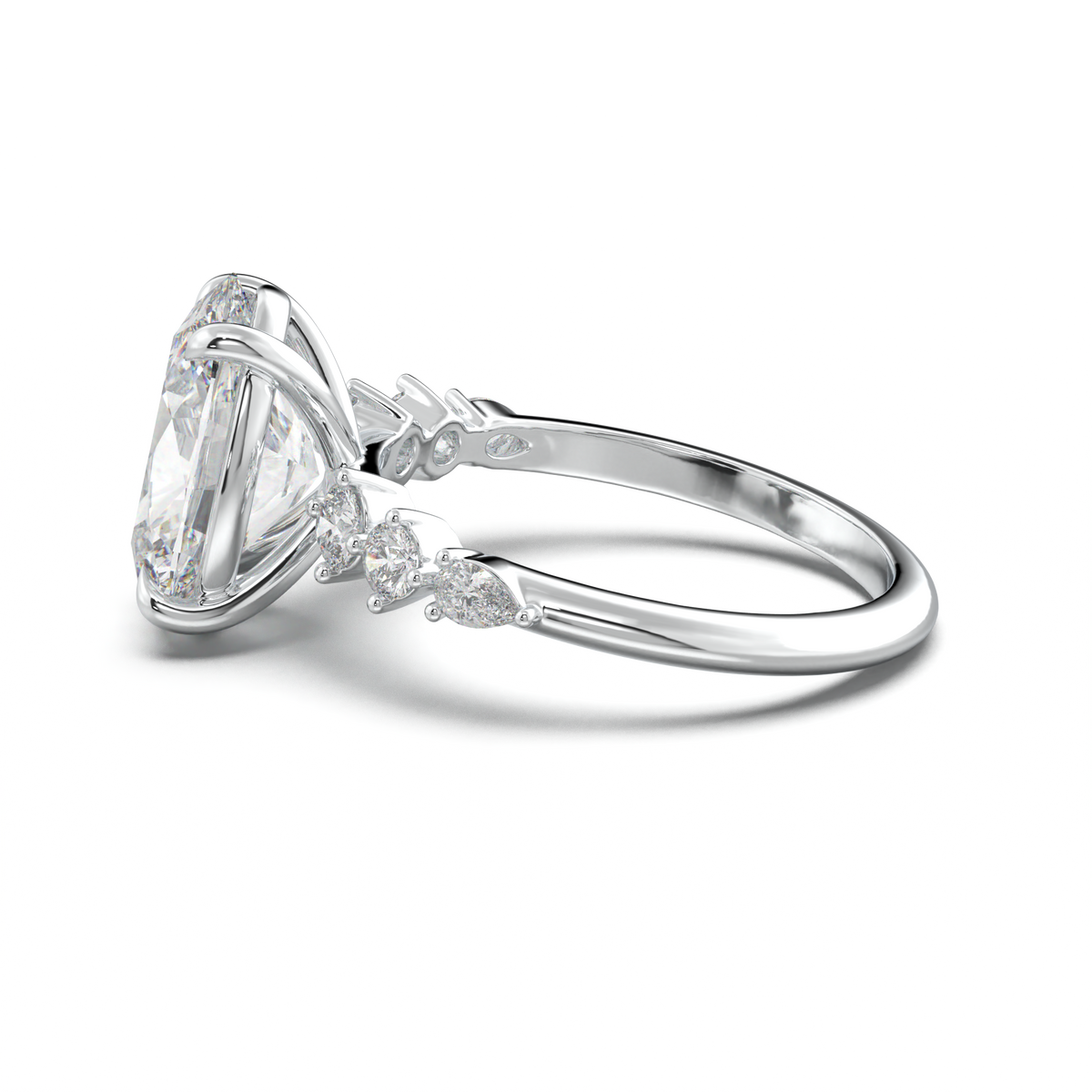 Oval Pear-Accent Engagement Ring