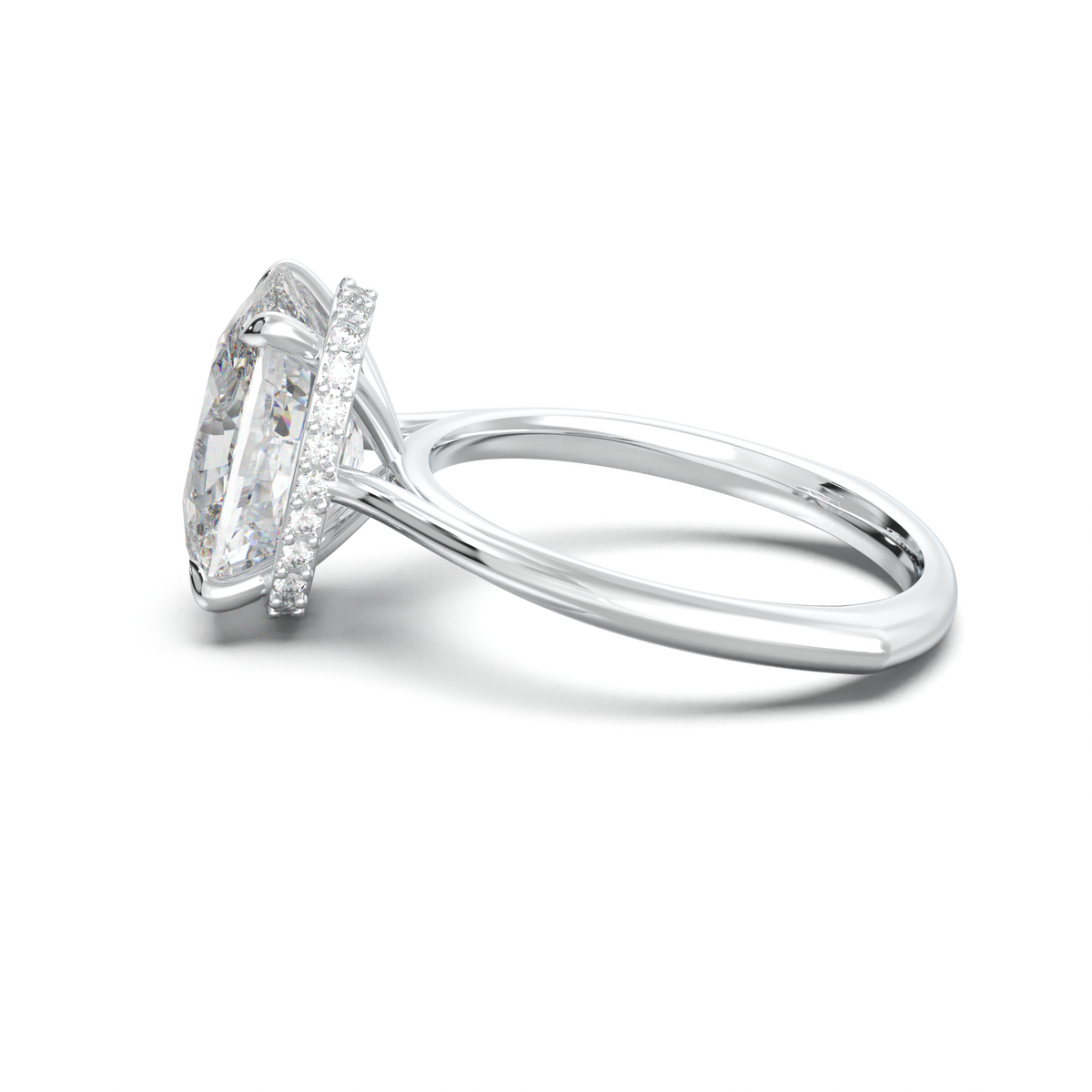 Cushion Hidden Halo Engagement Ring